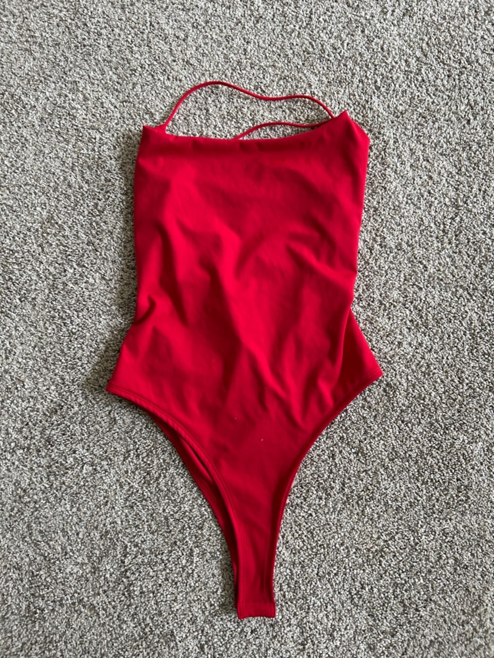 Red One-Piece Thong Back Swimsuit